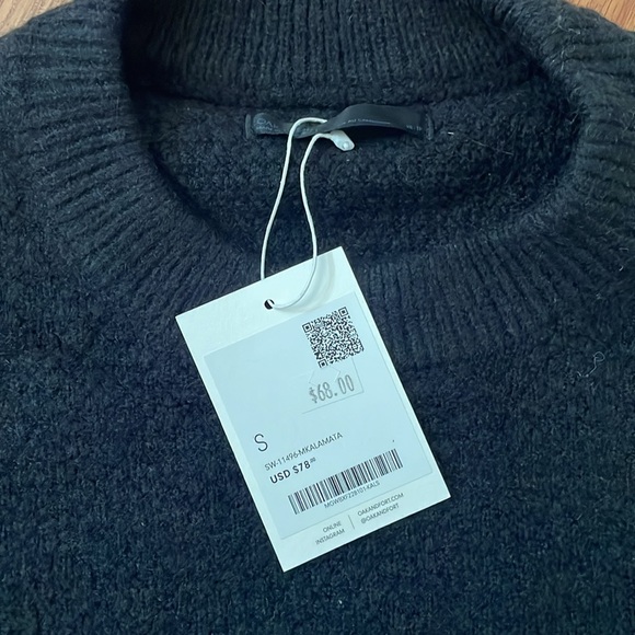 Oak + Fort | NWT | TEXTURED CREWNECK SWEATER BLACK XS - Picture 8 of 9